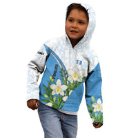 Guatemala White Monja Blanca Flower Kid Hoodie with Blue Flag Theme and Floral Pattern Design - Wonder Print Shop