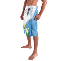 Guatemala White Monja Blanca Flower Lavalava with Blue Flag Theme and Floral Pattern Design - Wonder Print Shop