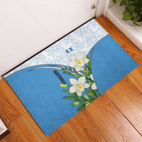 Guatemala White Monja Blanca Flower Rubber Doormat with Blue Flag Theme and Floral Pattern Design - Wonder Print Shop