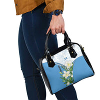 Guatemala White Monja Blanca Flower Shoulder Handbag with Blue Flag Theme and Floral Pattern Design - Wonder Print Shop