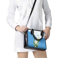 Guatemala White Monja Blanca Flower Shoulder Handbag with Blue Flag Theme and Floral Pattern Design - Wonder Print Shop
