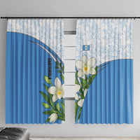 Guatemala White Monja Blanca Flower Window Curtain with Blue Flag Theme and Floral Pattern Design - Wonder Print Shop