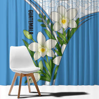 Guatemala White Monja Blanca Flower Window Curtain with Blue Flag Theme and Floral Pattern Design - Wonder Print Shop