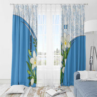 Guatemala White Monja Blanca Flower Window Curtain with Blue Flag Theme and Floral Pattern Design - Wonder Print Shop