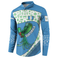 Guatemala Quetzal Bird Button Sweatshirt with Tribal Motif and Libre Como El Quetzal Design - Wonder Print Shop