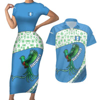 Guatemala Quetzal Bird Couples Matching Short Sleeve Bodycon Dress and Hawaiian Shirt with Tribal Motif and Libre Como El Quetzal Design - Wonder Print Shop