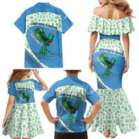 Guatemala Quetzal Bird Family Matching Mermaid Dress and Hawaiian Shirt with Tribal Motif and Libre Como El Quetzal Design - Wonder Print Shop