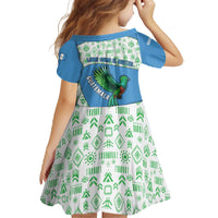 Guatemala Quetzal Bird Family Matching Off The Shoulder Long Sleeve Dress and Hawaiian Shirt with Tribal Motif and Libre Como El Quetzal Design - Wonder Print Shop