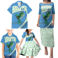 Guatemala Quetzal Bird Family Matching Puletasi and Hawaiian Shirt with Tribal Motif and Libre Como El Quetzal Design - Wonder Print Shop