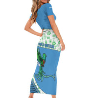 Guatemala Quetzal Bird Family Matching Short Sleeve Bodycon Dress and Hawaiian Shirt with Tribal Motif and Libre Como El Quetzal Design - Wonder Print Shop