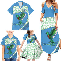 Guatemala Quetzal Bird Family Matching Summer Maxi Dress and Hawaiian Shirt with Tribal Motif and Libre Como El Quetzal Design - Wonder Print Shop