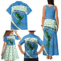 Guatemala Quetzal Bird Family Matching Tank Maxi Dress and Hawaiian Shirt with Tribal Motif and Libre Como El Quetzal Design - Wonder Print Shop