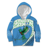 Guatemala Quetzal Bird Kid Hoodie with Tribal Motif and Libre Como El Quetzal Design - Wonder Print Shop