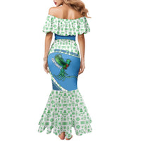Guatemala Quetzal Bird Mermaid Dress with Tribal Motif and Libre Como El Quetzal Design - Wonder Print Shop