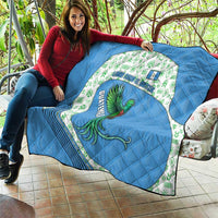 Guatemala Quetzal Bird Quilt with Tribal Motif and Libre Como El Quetzal Design - Wonder Print Shop