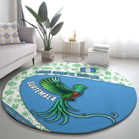Guatemala Quetzal Bird Round Carpet with Tribal Motif and Libre Como El Quetzal Design - Wonder Print Shop