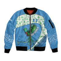 Guatemala Quetzal Bird Sleeve Zip Bomber Jacket with Tribal Motif and Libre Como El Quetzal Design - Wonder Print Shop