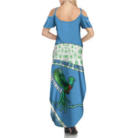 Guatemala Quetzal Bird Summer Maxi Dress with Tribal Motif and Libre Como El Quetzal Design - Wonder Print Shop