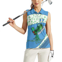 Guatemala Quetzal Bird Women Sleeveless Polo Shirt with Tribal Motif and Libre Como El Quetzal Design - Wonder Print Shop