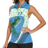 Guatemala Quetzal Bird Women Sleeveless Polo Shirt with Tribal Motif and Libre Como El Quetzal Design - Wonder Print Shop