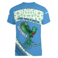 Guatemala Quetzal Bird Women V-Neck T-Shirt with Tribal Motif and Libre Como El Quetzal Design - Wonder Print Shop