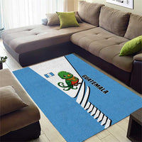 Guatemala Cute Quetzal Bird Area Rug with Blue White Flag Colors and Tribal Pattern Design - Wonder Print Shop