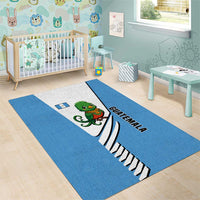 Guatemala Cute Quetzal Bird Area Rug with Blue White Flag Colors and Tribal Pattern Design - Wonder Print Shop