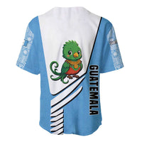 Guatemala Cute Quetzal Bird Baseball Jersey with Blue White Flag Colors and Tribal Pattern Design - Wonder Print Shop