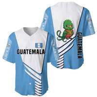 Guatemala Cute Quetzal Bird Baseball Jersey with Blue White Flag Colors and Tribal Pattern Design - Wonder Print Shop