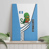 Guatemala Cute Quetzal Bird Canvas Wall Art with Blue White Flag Colors and Tribal Pattern Design - Wonder Print Shop