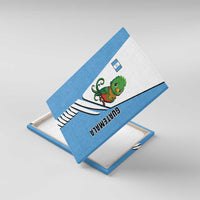 Guatemala Cute Quetzal Bird Canvas Wall Art with Blue White Flag Colors and Tribal Pattern Design - Wonder Print Shop