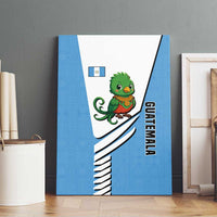 Guatemala Cute Quetzal Bird Canvas Wall Art with Blue White Flag Colors and Tribal Pattern Design - Wonder Print Shop