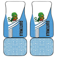 Guatemala Cute Quetzal Bird Car Mats with Blue White Flag Colors and Tribal Pattern Design - Wonder Print Shop