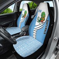 Guatemala Cute Quetzal Bird Car Seat Cover with Blue White Flag Colors and Tribal Pattern Design - Wonder Print Shop