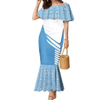 Guatemala Cute Quetzal Bird Family Matching Mermaid Dress and Hawaiian Shirt with Blue White Flag Colors and Tribal Pattern Design - Wonder Print Shop