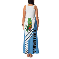 Guatemala Cute Quetzal Bird Family Matching Tank Maxi Dress and Hawaiian Shirt with Blue White Flag Colors and Tribal Pattern Design - Wonder Print Shop
