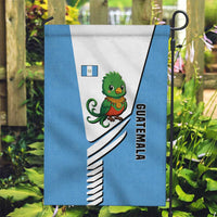 Guatemala Cute Quetzal Bird Garden Flag with Blue White Flag Colors and Tribal Pattern Design - Wonder Print Shop