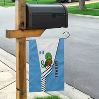 Guatemala Cute Quetzal Bird Garden Flag with Blue White Flag Colors and Tribal Pattern Design - Wonder Print Shop