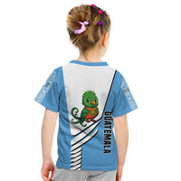 Guatemala Cute Quetzal Bird Kid T Shirt with Blue White Flag Colors and Tribal Pattern Design - Wonder Print Shop