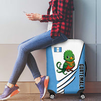 Guatemala Cute Quetzal Bird Luggage Cover with Blue White Flag Colors and Tribal Pattern Design - Wonder Print Shop
