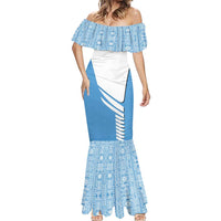 Guatemala Cute Quetzal Bird Mermaid Dress with Blue White Flag Colors and Tribal Pattern Design - Wonder Print Shop
