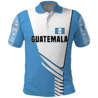 Guatemala Cute Quetzal Bird Polo Shirt with Blue White Flag Colors and Tribal Pattern Design - Wonder Print Shop
