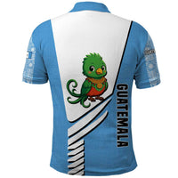 Guatemala Cute Quetzal Bird Polo Shirt with Blue White Flag Colors and Tribal Pattern Design - Wonder Print Shop