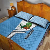 Guatemala Cute Quetzal Bird Quilt Bed Set with Blue White Flag Colors and Tribal Pattern Design - Wonder Print Shop