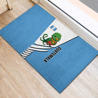 Guatemala Cute Quetzal Bird Rubber Doormat with Blue White Flag Colors and Tribal Pattern Design - Wonder Print Shop