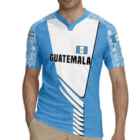Guatemala Cute Quetzal Bird Rugby Jersey with Blue White Flag Colors and Tribal Pattern Design - Wonder Print Shop
