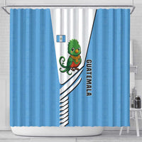Guatemala Cute Quetzal Bird Shower Curtain with Blue White Flag Colors and Tribal Pattern Design - Wonder Print Shop
