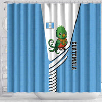 Guatemala Cute Quetzal Bird Shower Curtain with Blue White Flag Colors and Tribal Pattern Design - Wonder Print Shop