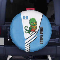Guatemala Cute Quetzal Bird Spare Tire Cover with Blue White Flag Colors and Tribal Pattern Design - Wonder Print Shop