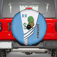 Guatemala Cute Quetzal Bird Spare Tire Cover with Blue White Flag Colors and Tribal Pattern Design - Wonder Print Shop